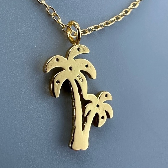 14k Gold Vermeil Palm Tree Necklace - Picture 10 of 12